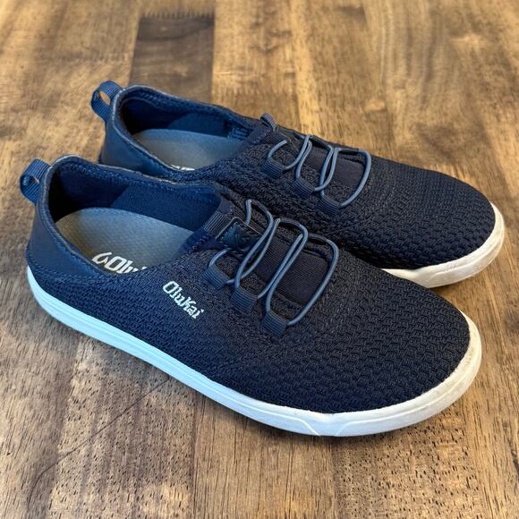 OluKai Alapa Li Boat Beach Shoes No Tie Casual Slip On Blue Kids Size 2 EU 34 - Picture 8 of 11